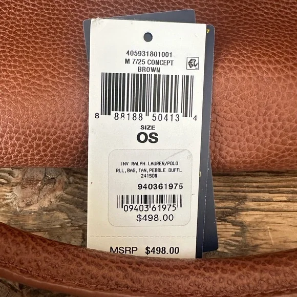 Polo by Ralph Lauren Tan Leather Travel Bag with Strap - Picture 6 of 10